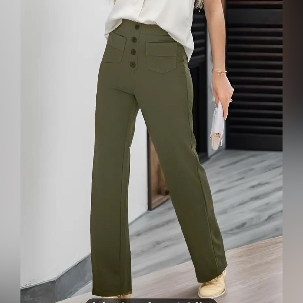 High wasted elastic straight legs soft pants size Medium